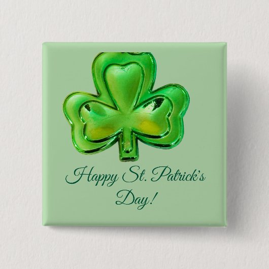 Shamrock St. Patrick's Day Button 缶バッジ (正面)