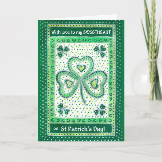 Shamrock St Patrick's Day Card for a Sweetheart カード (正面)
