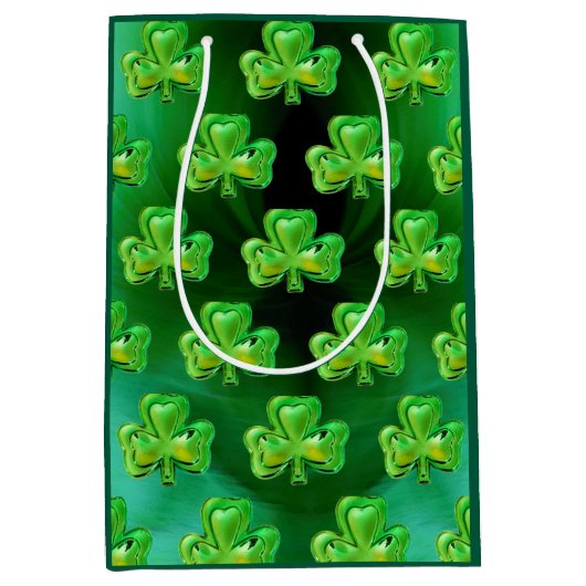 Shamrock St Patrick's Day Gift Bag ミディアムペーパーバッグ (正面)