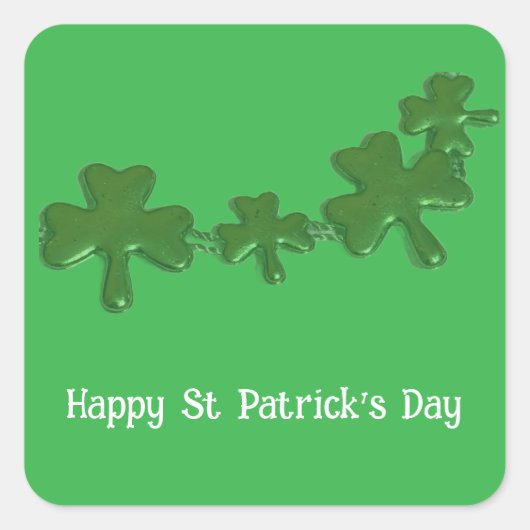 Shamrock St Patrick's Day Stickers スクエアシール (正面)