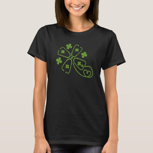 Shamrock Stethoscope Clover St Patricks Day Nurse  Tシャツ (正面)