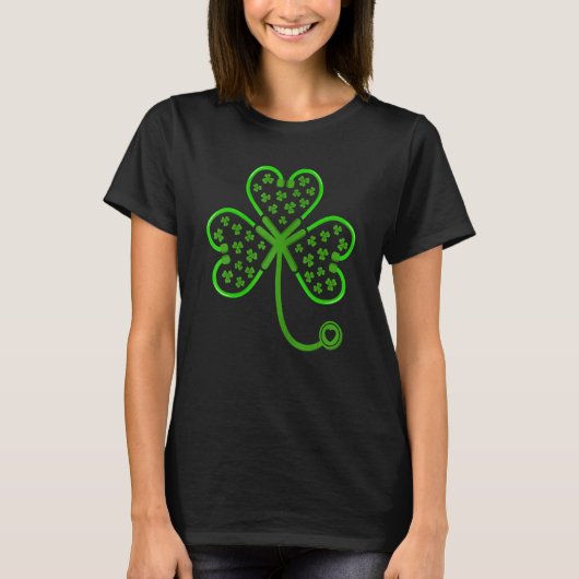 Shamrock Stethoscope Nurse Lucky St Patricks Day N Tシャツ (正面)