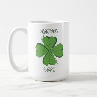 Shamrock Vibes Four-Leaf Clover St. Paddy's Day コーヒーマグカップ