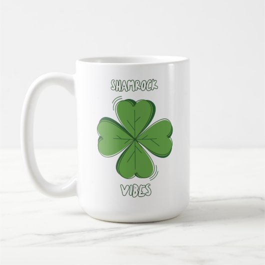 Shamrock Vibes Four-Leaf Clover St. Paddy's Day コーヒーマグカップ (左)