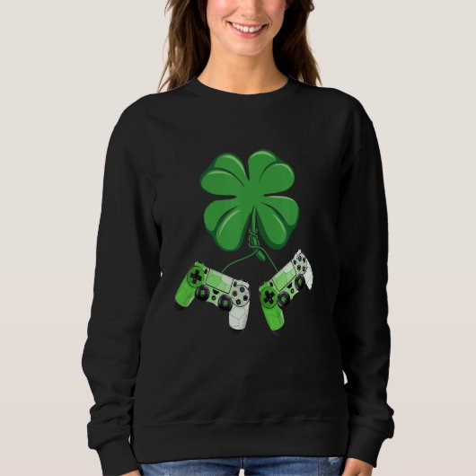 Shamrock Video Game Lover St Patricks Day Gaming K スウェットシャツ (正面)