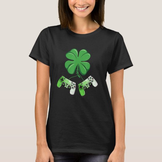 Shamrock Video Game Lover St Patricks Day Gaming K Tシャツ (正面)