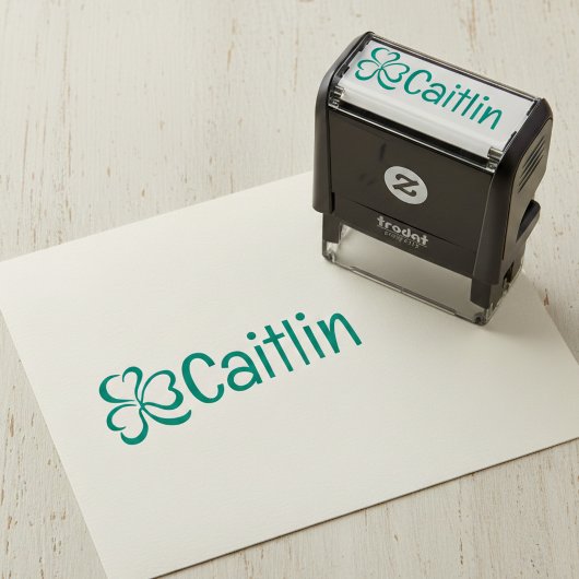 Shamrock w/ Name Signature Pre Inked Rubber Stamp セルフインキングスタンプ