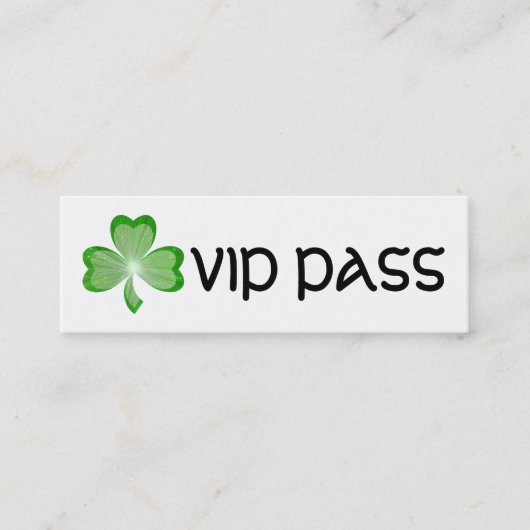 Shamrock White 'VIP PASS'ビジネスカードの情報 スキニー名刺 (正面)