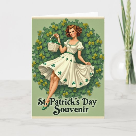Shamrock Wreath Retro Card カード (正面)