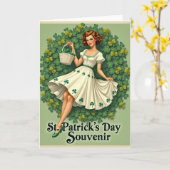 Shamrock Wreath Retro Card カード (黄色い花)