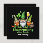 Shamrocking with My Gnomies おもしろい St. Patrick's 招待状 (正面/裏面)