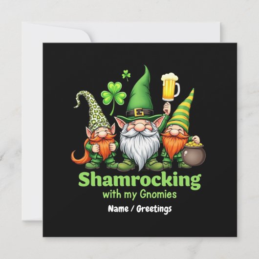Shamrocking with My Gnomies おもしろい St. Patrick's 招待状 (正面)
