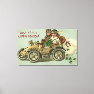 Shamrocksで車の子供たち キャンバスプリント