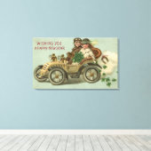 Shamrocksで車の子供たち キャンバスプリント (インサイチュ (ウッドフロア))