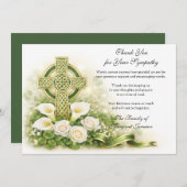 Shamrocks Catholic Irish Celtic Cross Condolence  サンキューカード (正面/裏面)