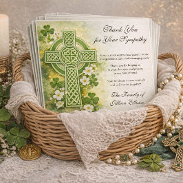 Shamrocks Catholic Irish Celtic Cross Condolence サンキューカード