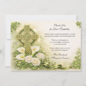 Shamrocks Catholic Irish Celtic Cross Condolence  サンキューカード (正面)