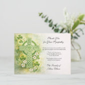 Shamrocks Catholic Irish Celtic Cross Condolence サンキューカード (スタンド正面)