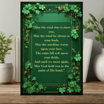 Shamrocks Green May the Road Rise Irish Blessing 
