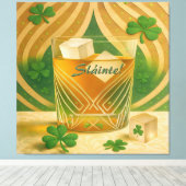 Shamrocks Irish Whiskey Tumbler "Sláinte!" キャンバスプリント (インサイチュ (ウッドフロア))