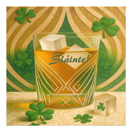 Shamrocks Irish Whiskey Tumbler "Sláinte!" フォトプリント (正面)