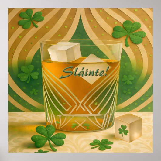 Shamrocks Irish Whiskey Tumbler "Sláinte!" ポスター (正面)