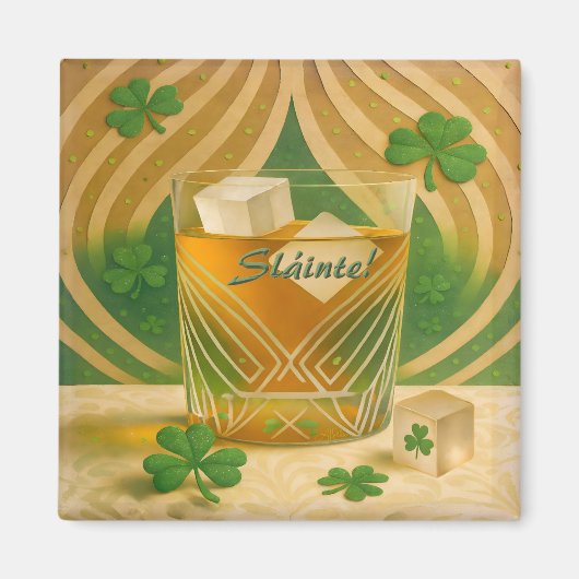 Shamrocks Irish Whiskey Tumbler "Sláinte!" マグネット (正面)