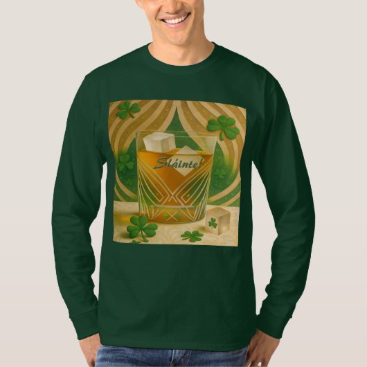 Shamrocks Irish Whiskey Tumbler "Sláinte!" Tシャツ (正面)
