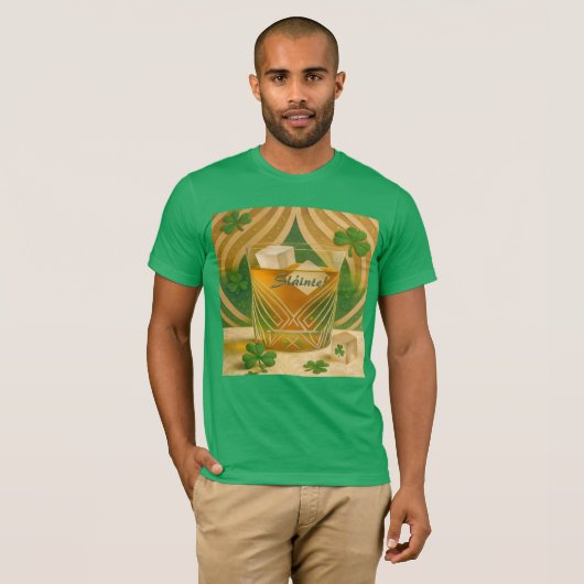 Shamrocks Irish Whiskey Tumbler "Sláinte!" Tシャツ (正面フル)