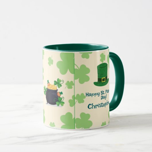 Shamrocks, leprechauns & Pot of Gold Mug マグカップ (正面右)