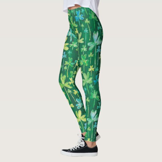 Shamrocks St. Patrick's Day Green Leggings レギンス (左)