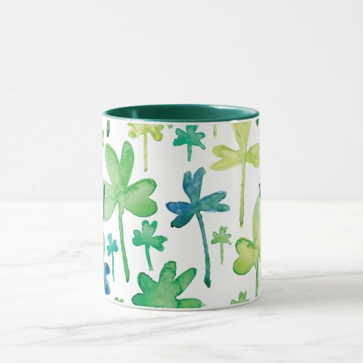 Shamrocks St. Patrick's Day Green Monogram Mug マグカップ (中央)