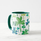 Shamrocks St. Patrick's Day Green Monogram Mug マグカップ (正面左)