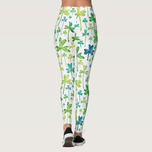 Shamrocks St. Patrick's Day Green White Leggings レギンス (裏面)