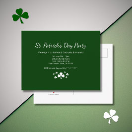 Shamrocks St. Patrick's Day Party Lucky Green インビテーションポストカード