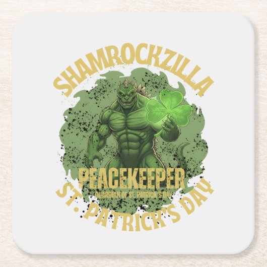 Shamrockzilla Peacekeeper: St. Patrick’s Day Kaiju スクエアペーパーコースター (正面)