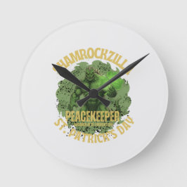 Shamrockzilla Peacekeeper: St. Patrick’s Day Kaiju ラウンド壁時計