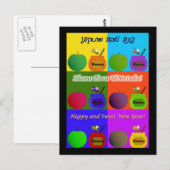 Shana Tova - Apple, Honey & Bee Cute ポップ・アートの Artス ポストカード (正面/裏面)