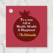 Shanah Tovah pomegranateギフトラベル – 赤 フェイバータグ (正面)