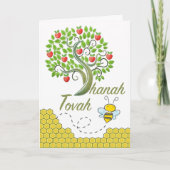 Shanah Tovah, Rosh Hashanah, Apple Tree, Honey Bee カード (正面)