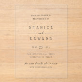 Shanice モダン Wedding日付を保存 アクリル招待状 (正面)