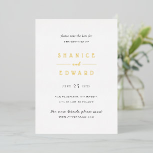 Shanice モダン Wedding日付を保存 箔招待状