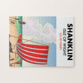 Shanklinビーチの島のライトトラベルポスター。 ジグソーパズル (横)