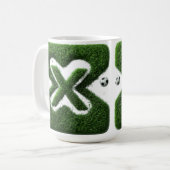 Shaped Grass Letter With Soccer Balls コーヒーマグカップ (正面左)