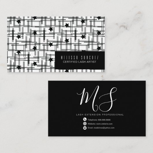 Shapes Lines and Stars白黒 名刺 (正面/裏面)