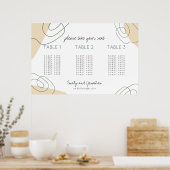 Shapes Script 3テーブルスモール結婚のシーティングチャート ポスター (キッチン)