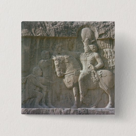 Shapur Iおよび吉草根Sassanian王 缶バッジ (正面)