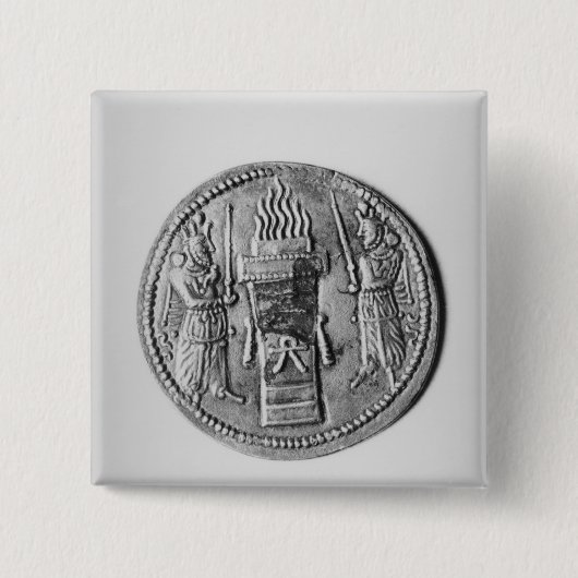 Shapur IIの硬貨の逆 缶バッジ (正面)