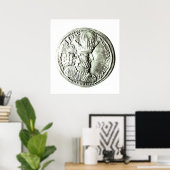 Shapur IIの輪郭を描いたコイン ポスター (ホームオフィス)