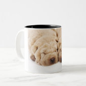 Shar 2匹のPeiの子犬の睡眠 ツートーンマグカップ (正面左)